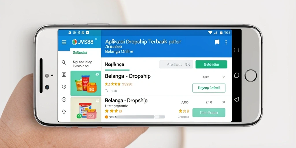 Antarmuka aplikasi JVS88 dengan fitur Dropship yang menarik.
