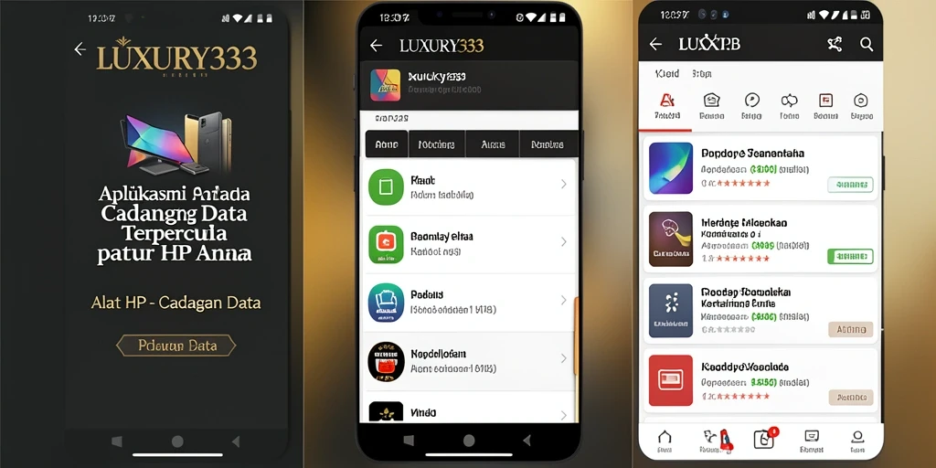Screenshot LUXURY333 menampilkan antarmuka cadangan data yang sederhana dan efisien.