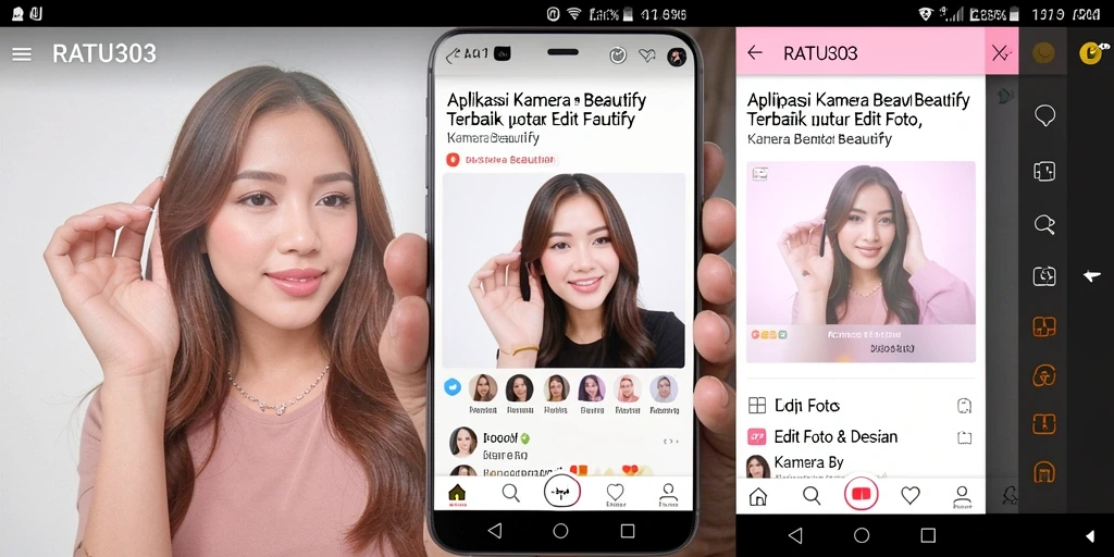 Screenshot menampilkan antarmuka RAMU303 dengan fitur Kamera Beautify.