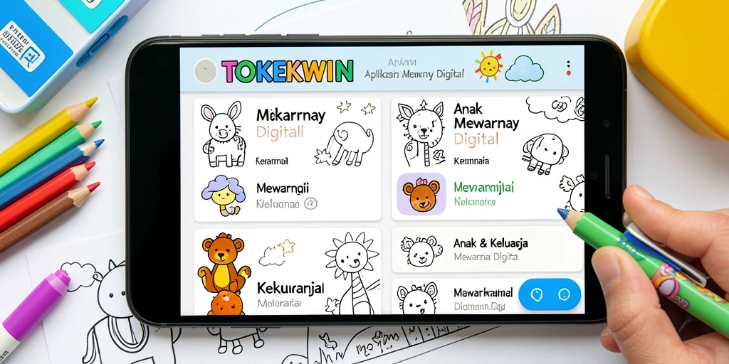 Antarmuka pengguna TOKEKWIN yang menarik untuk mewarnai.