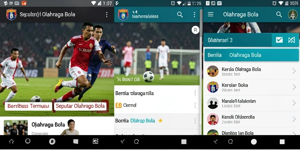 Tampilan antarmuka V07 yang menarik dan informatif untuk berita olahraga bola.